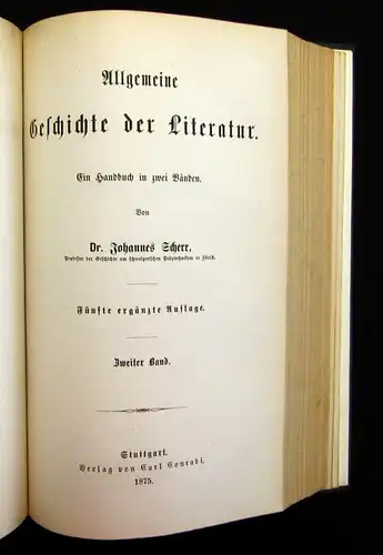 Scherr Allgemeine Geschichte der Literatur 1 Handbuch in 2 Bänden 1875 mb
