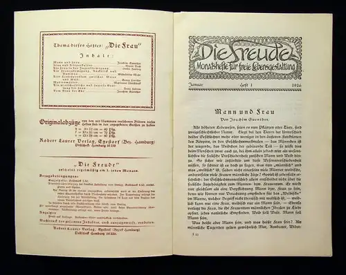 Guenther Die Freude Monatshefte für frei Lebensgestaltung Jhg.3 Heft 1 1926  js