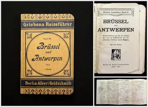 Grieben Reiseführer Brüssel und Antwerpen Bd. 84 1910/11 Touristenführer Guide m