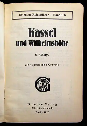 Grieben Reiseführer Kassel und Wilhelmshöhe Bd. 156 1927 Touristenführer Guide m