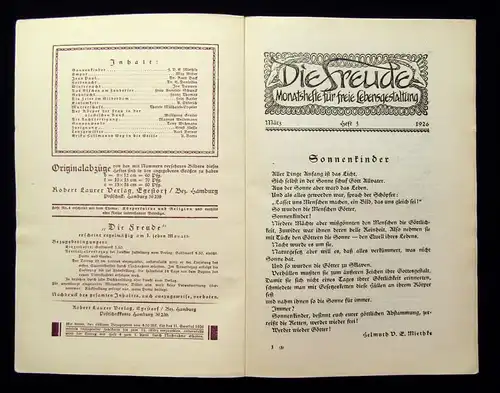 Guenther Die Freude Monatshefte für frei Lebensgestaltung Jhg.3 Heft 3 1926  js