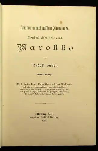 Zabel Im muhammedanischen Abendlande. Tagebuch einer Reise durch Marokko 1905 js