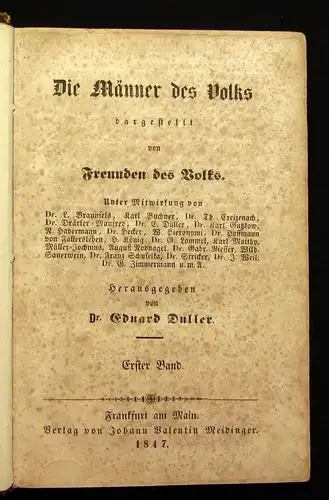 Duller Die Männer des Volkes 6 Bde. in 2 1847 Geschichte Belletristik js