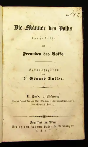 Duller Die Männer des Volkes 6 Bde. in 2 1847 Geschichte Belletristik js