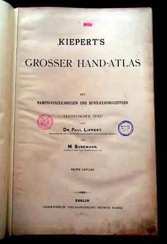 Kiepert 1896 Kieperts Grosser Hand-Atlas Weltkarten, Geographie am