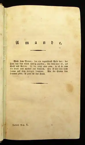 Jacobs, Friedrich Auswahl aus den Papieren eines Unbekannten 2 Bde. von 3 1820 j