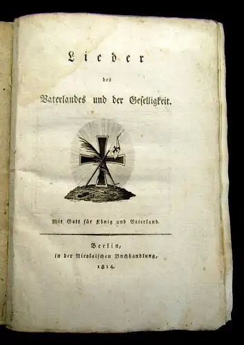 Pfund, Johann Gottfried 1814 Lieder des Vaterlandes und der Geselligkeit am