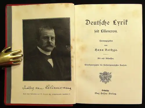 Bethge Deutsche Lyrik seit Liliencron 8 Bildnisse um 1895 Or. Lederausgabe js