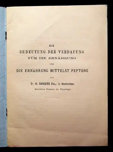 Sanders Die Bedeutung der Verdauung für die Ernährung um 1900 Medizin Wissen mb