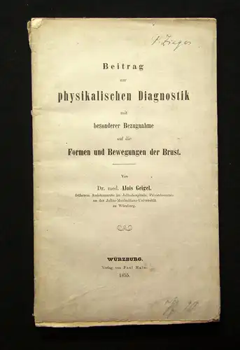 Geigel Beitrag physikalische Diagnostik Formen u Bewegungen der Brust 1855 mb