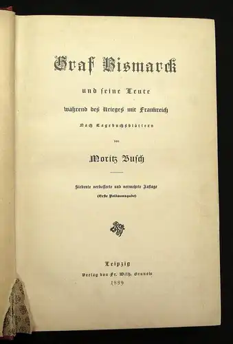 Busch Graf Bismarck und seine Leute 1889 Nach Tagebuchblättern js