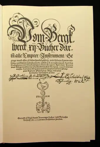 Agricola Vom Bergwerck 12 Bücher 1557, Faksimile 1985 Geschichte Erzählungen js