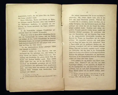 Müller Über Fremdkörper im Gehörorgan um 1880 Medizin Chirurgie Wissen mb
