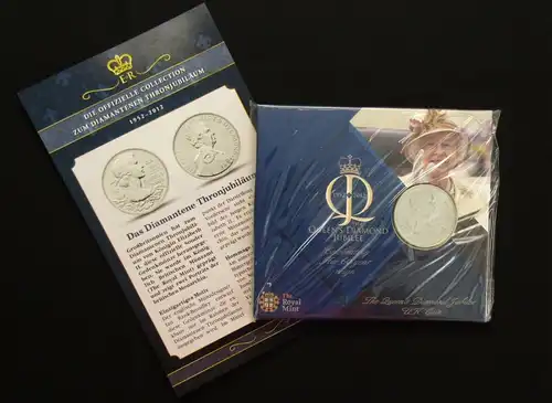 Tronjubliäum Queen Elisabeth 2012 5 Pfund/Pound Münze im Folder neuwertig js