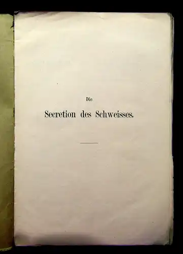 Adamkiewicz Die Secretion des Schweisses 1878  Wissen Medizin mb