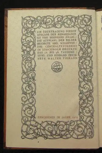 Die Renaissance Savonarola,Cesare Borgia,Julius II.,Leo X Insel Verlag 1919 js