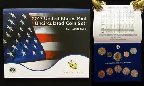 US-Kursmünzensatz 2017 United States Mint Uncirculated Coin Set Philadelphia js