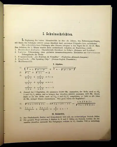 Prietzel 6. Jahresbericht Realschule II. Ordnung zu Löbau i. S. 1882 Wissen mb