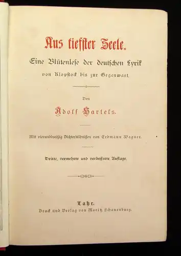 Bartles Aus tiefster Seele Eine Blütenlese der deutschen Lyrik um 1900 js