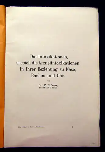 Rohrer Klinische Vorträge Otologie Pharyngo-Rhinologie 1895 Wissen mb