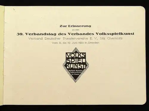 Festschrift Verbands- Tagung 1921 Dresden Sachsen Saxonica Führer  js