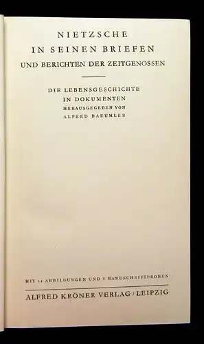 Nietzsche, Friedrich 3 Bde. 1932 Briefe, Gedichte, Götzen Dämmerung Lyrik js