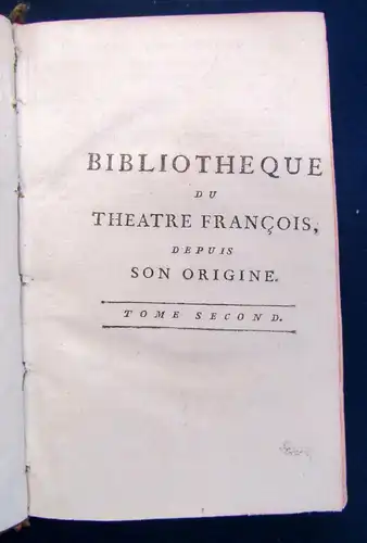 Bibliotheque du Theatre Francois Depuis Son Origine 2. Band 1768 Geschichte sf