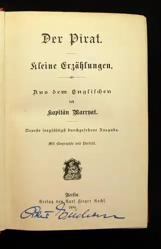 Der Pirat kleine Erzählungen des Kapitän Marryat 1890 Geschichten js