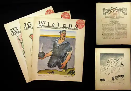 Wieland 3 Hefte Heft 2, 4 und 7 von 1915 Literatur Kunst Politik Geschichte js