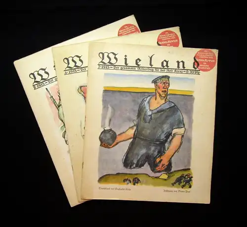 Wieland 3 Hefte Heft 2, 4 und 7 von 1915 Literatur Kunst Politik Geschichte js