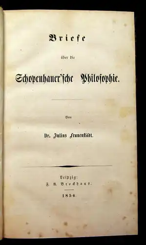 Frauenstädt Briefe über die Schopenhauer`sche Philosophie 1854 Lyrik js