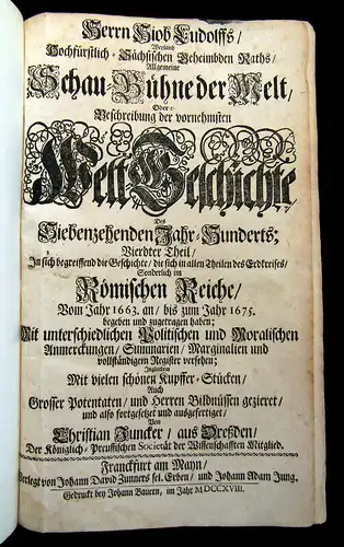 Hiob, Ludolf 1718 Allgemeine Schau-Bühne der Welt/ Oder: Beschreibung der... am