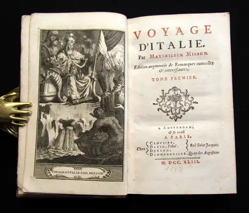 Misson, Maximilien 1743 Voyage d'Italie par Maximilien Misson. 4 T. in 4 Bde am