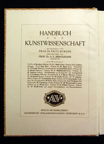 Burger Handbuch der Kunstwissenschaft 1.Einführung in die moderne Kunst 1917 js