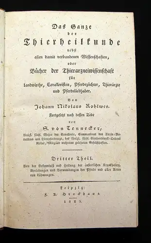 Tennecker Das Ganze der Thierheilkunde 1825 Dritter Theil Thierarznei Wissen js