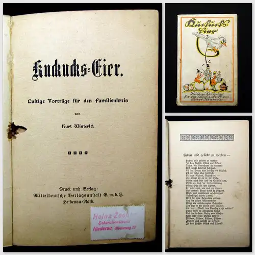 Winterle Kuckucks-Eier Lustige Vorträge für d. Familienkreis um 1900 sehr selten