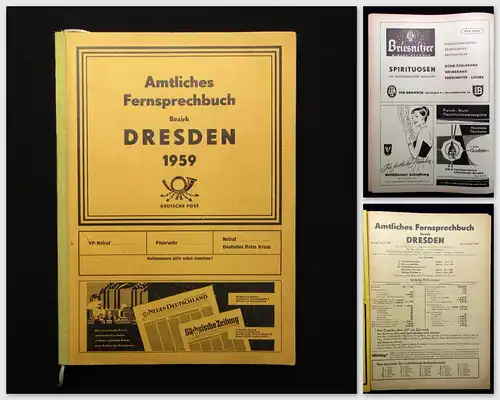 Fernmeldeamt Dresden Amtliches Fernsprechbuch Bezirk Dresden 1959