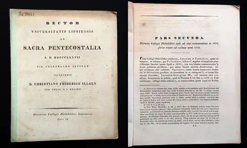 Rector Universitatis Lipsiensis Ad Sacra Pentecostalia A.D. MDCCCXXXVII 1837 js