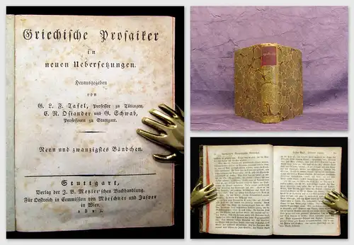 Tafel, Moser Griechische Prosaiker Apollodors Mythologische Bibliothek 1828 mb