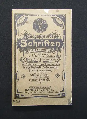 Endress Handgeschriebene Schriften Schriftenvorlagen Or. Ausgabe um 1920 js