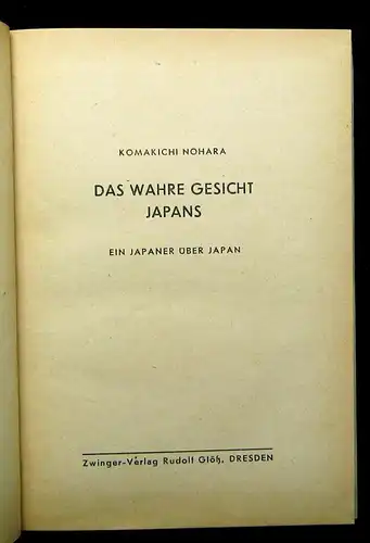 Nohara Das wahre Gesicht Japans Ein Japaner über Japan um 1930 Erzählungen js