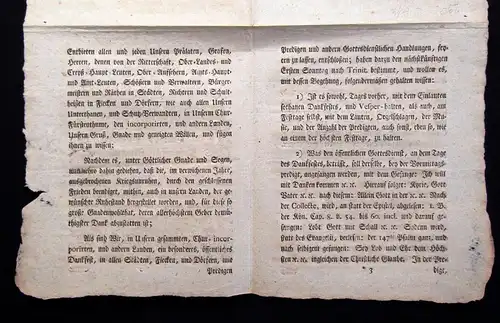 2 Hefte Friedens-Dankfeste Abkündigung und Anordnung Churfürstenthume Sachsen js