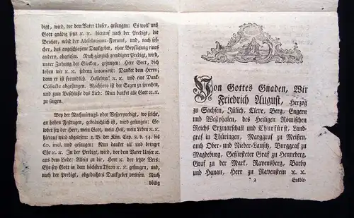 2 Hefte Friedens-Dankfeste Abkündigung und Anordnung Churfürstenthume Sachsen js