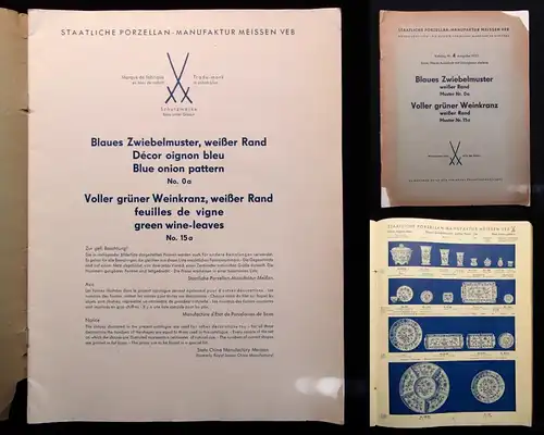 Staatliche-Porzellan-Manufaktur Meissen VEB Katalog Blaues Zwiebelmuster 1953 js