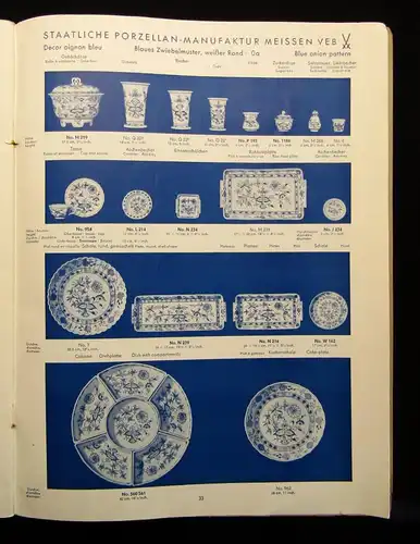 Staatliche-Porzellan-Manufaktur Meissen VEB Katalog Blaues Zwiebelmuster 1953 js