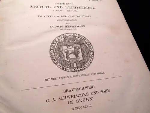 Hänselmann Urkundenbuch der Stadt Braunschweig  Bd.1-4 komplett 1873- 1912 js