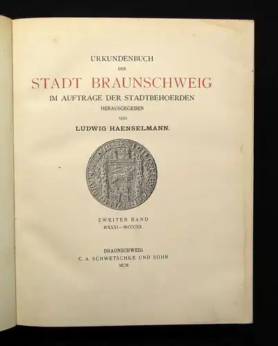 Hänselmann Urkundenbuch der Stadt Braunschweig  Bd.1-4 komplett 1873- 1912 js