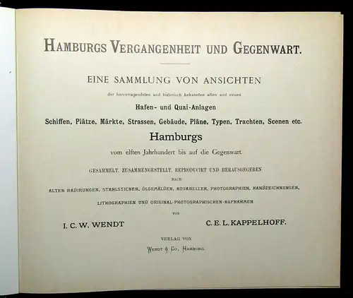 Wendt, Kappelhoff Hamburgs Vergangenheit und Gegenwart Reprint 1980 (1896) 2Bde