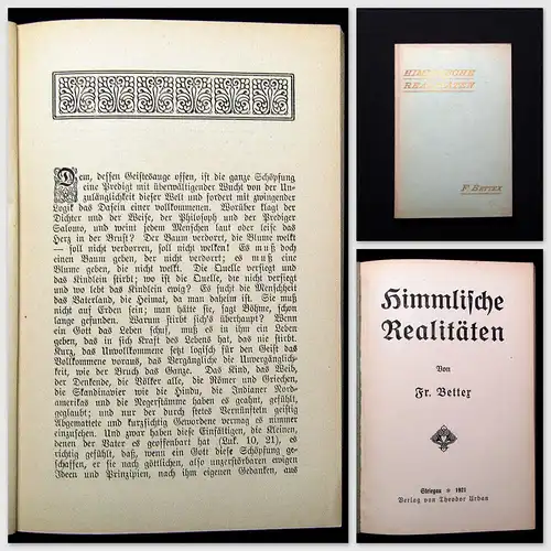 Bettex Himmlische Realitäten 1921 Belletristik Literatur Lyrik mb