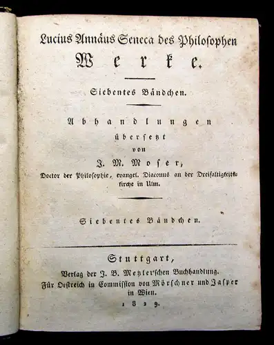 Seneca Werke 7. Bändchen 1829 Römische Prosaiker Literatur Belletristik mb